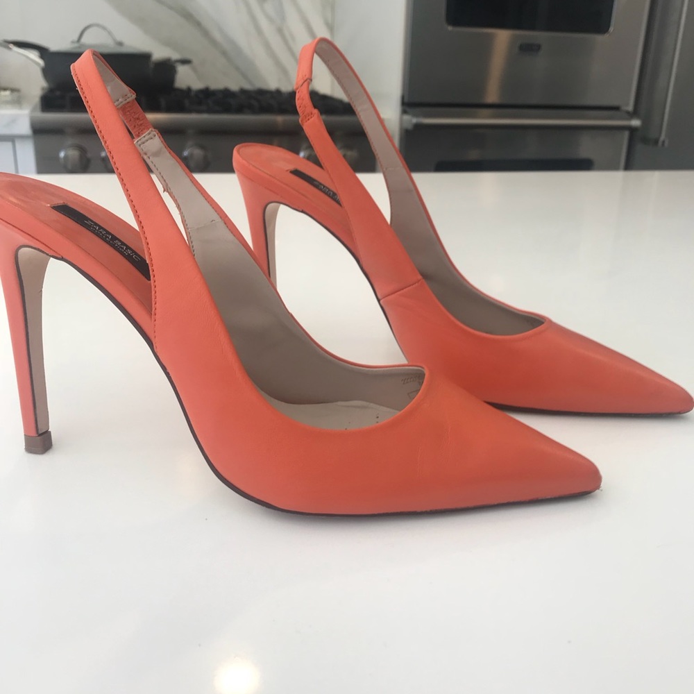 Zara Leather Slingback Heels